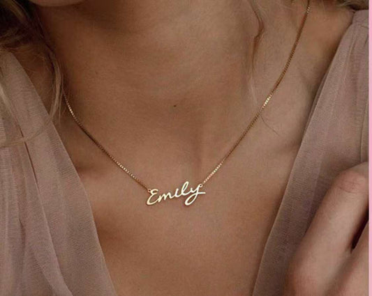 Loviva Personalised Name Necklace - Stainless Steel Custom Nameplate Pendant for Couples, Anniversary & Birthday Gift