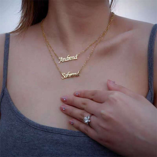 Loviva Personalised Name Necklace - Stainless Steel Custom Nameplate Pendant for Couples, Anniversary & Birthday Gift
